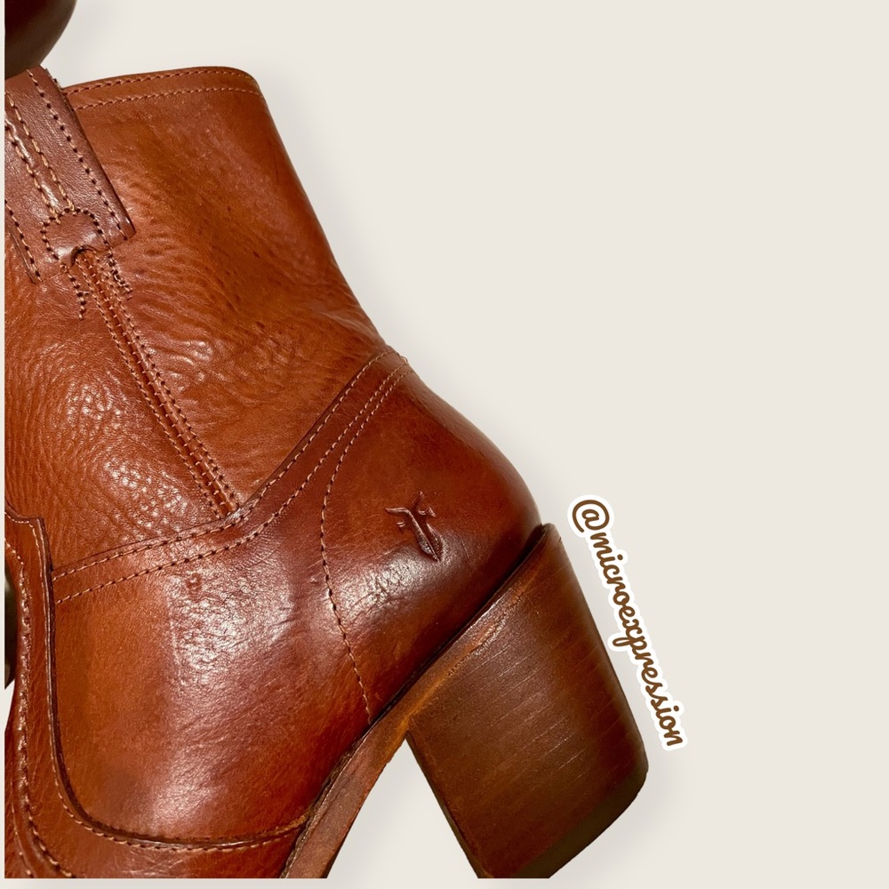 RARE Jane Trapunto Leather Short Cowboy Heel Boots - Picture 10 of 16